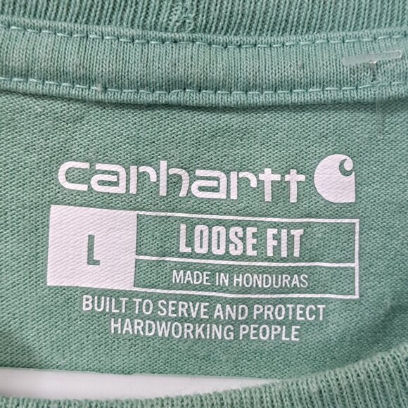 Carhartt Men's L Short Sleeve Light Green T-Shirt HAECO on Pocket - Picture 2 of 8